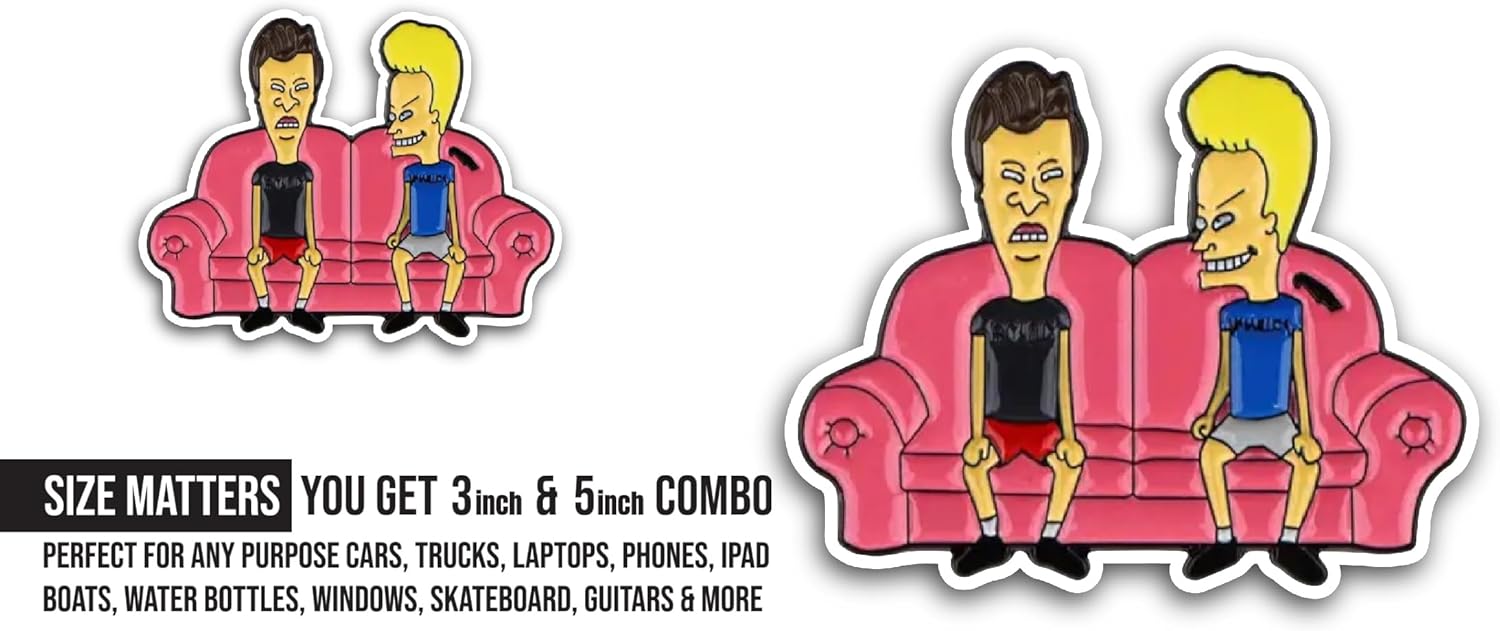 2 (Pieces) 3" and 5" Friends Sitting On Sofa Sticker, Waterproof Vinyl Decals for Many Purpose Like Cars, Trucks, Laptops, Phones, Windows and More