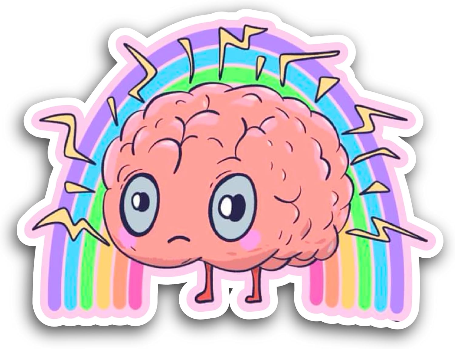 2 (Pieces) 3" and 5" Brain Sticker, Waterproof Vinyl Decals for Many Purpose Like Cars, Trucks, Laptops, Phones, Windows and More