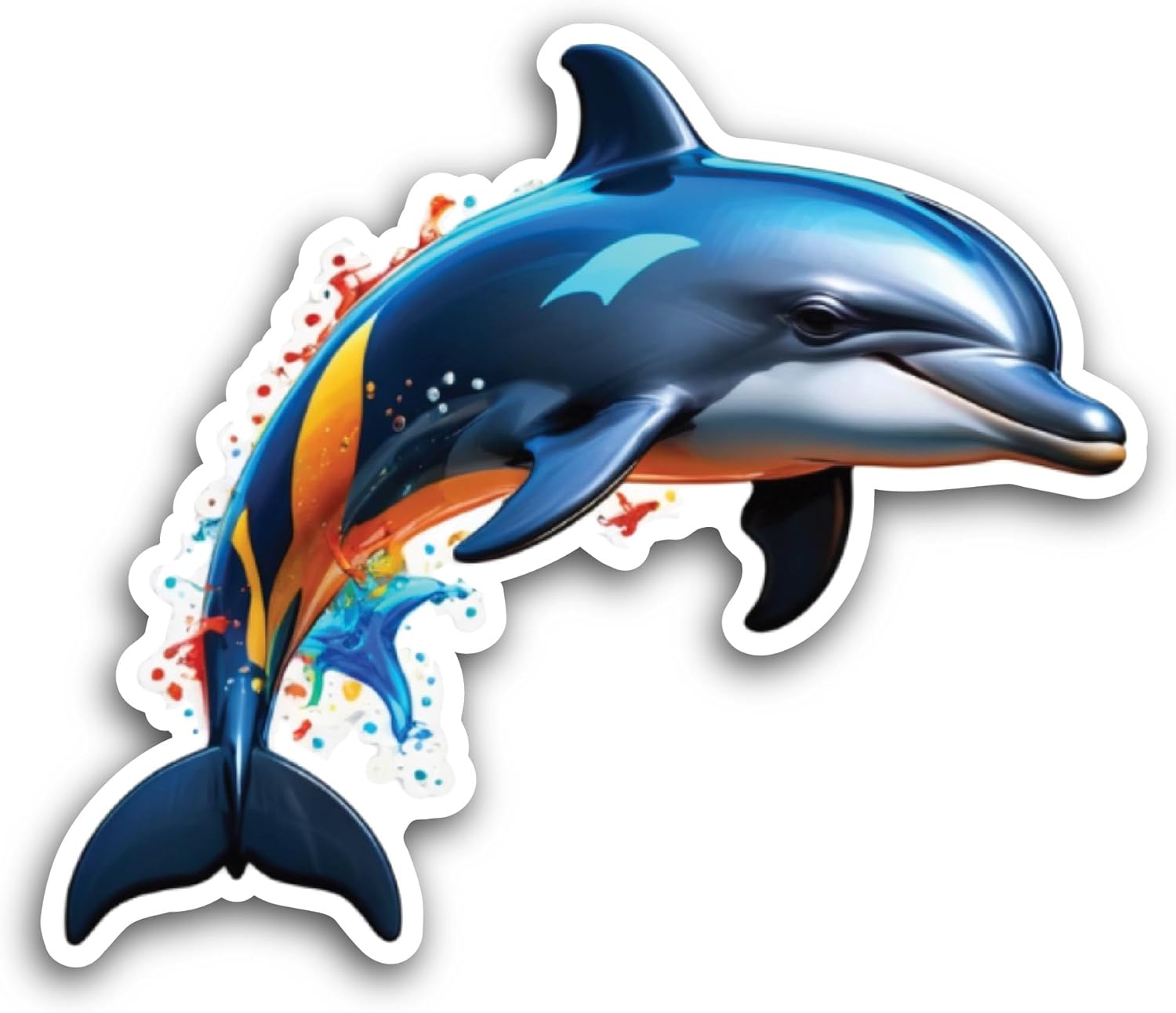 2 (Pieces) 3" and 5" Colorful Dolphin Sticker, Waterproof Vinyl Decals for Many Purpose Like Cars, Trucks, Laptops, Phones, Windows and More