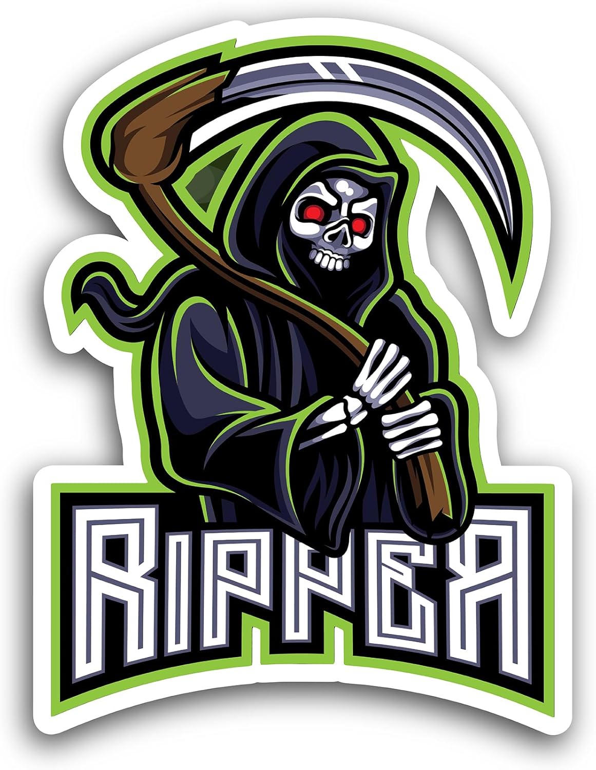 2 (Pieces) 3" and 5" Skull Ripper Sticker, Waterproof Vinyl Decals for Many Purpose Like Cars, Trucks, Laptops, Phones, Windows and More