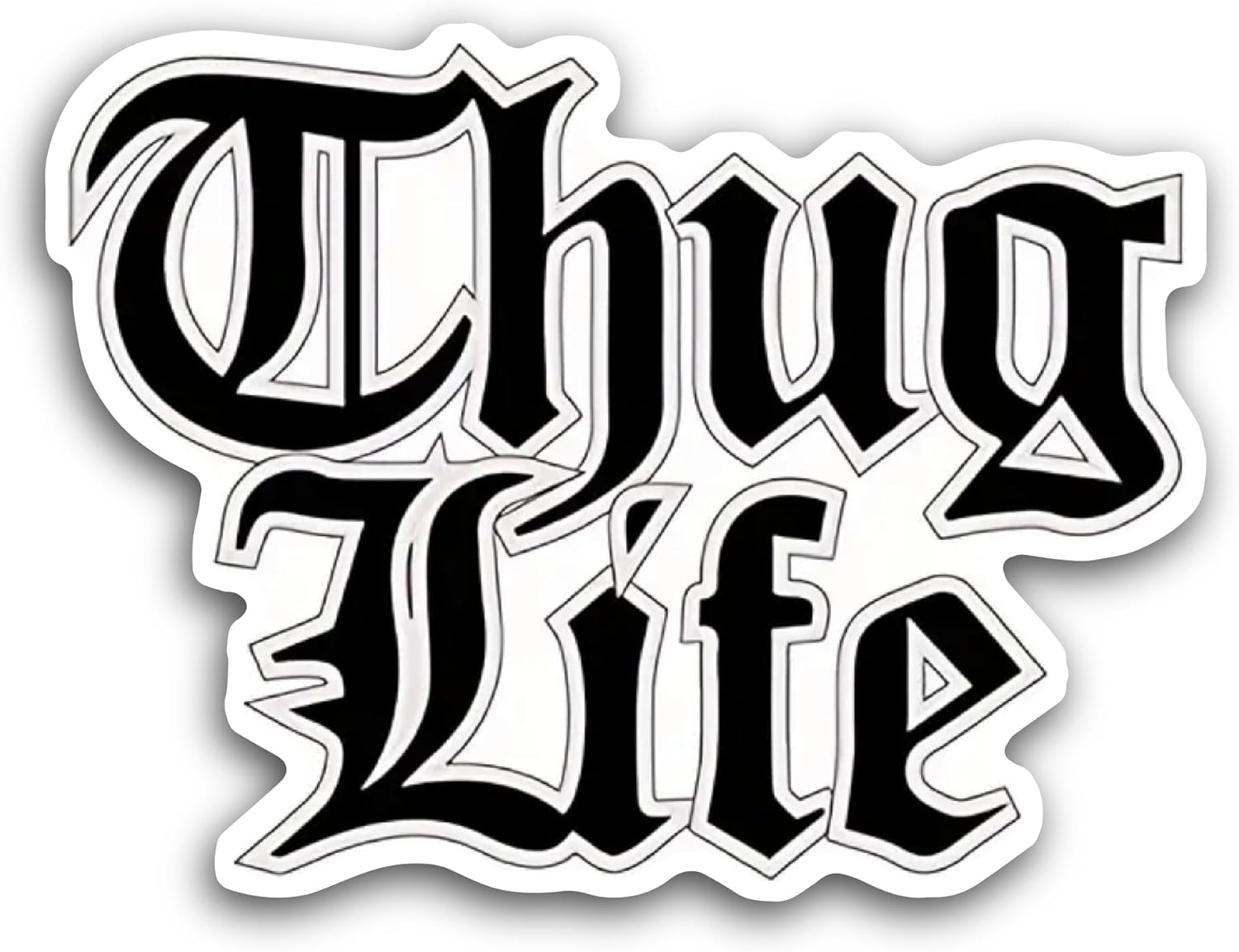 2 (Pieces) 3" and 5" Thug Life Sticker, Waterproof Vinyl Decals for Many Purpose Like Cars, Trucks, Laptops, Phones, Windows and More