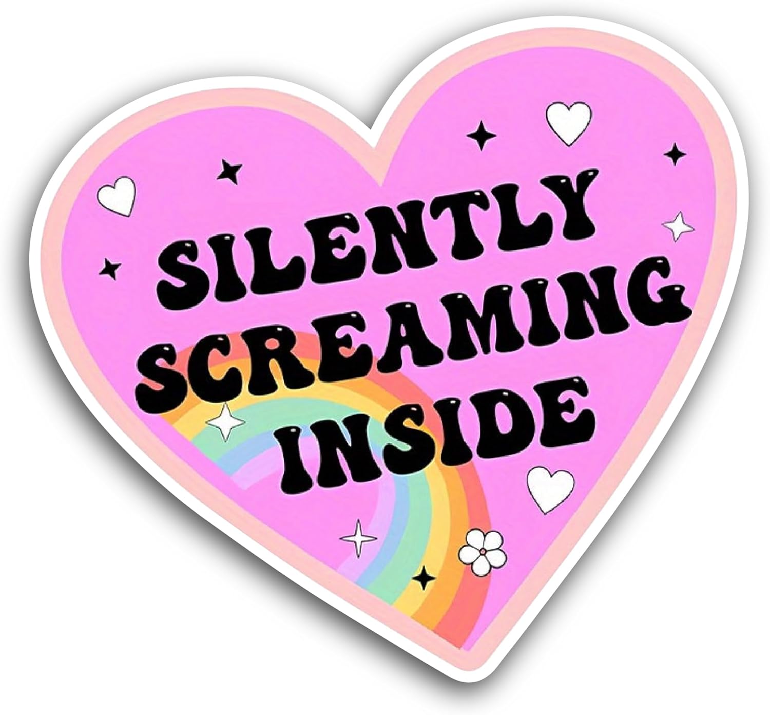 2 (Pieces) 3" and 5" Silently Screaming Inside Sticker, Waterproof Vinyl Decals for Many Purpose Like Cars, Trucks, Laptops, Phones, Windows and More
