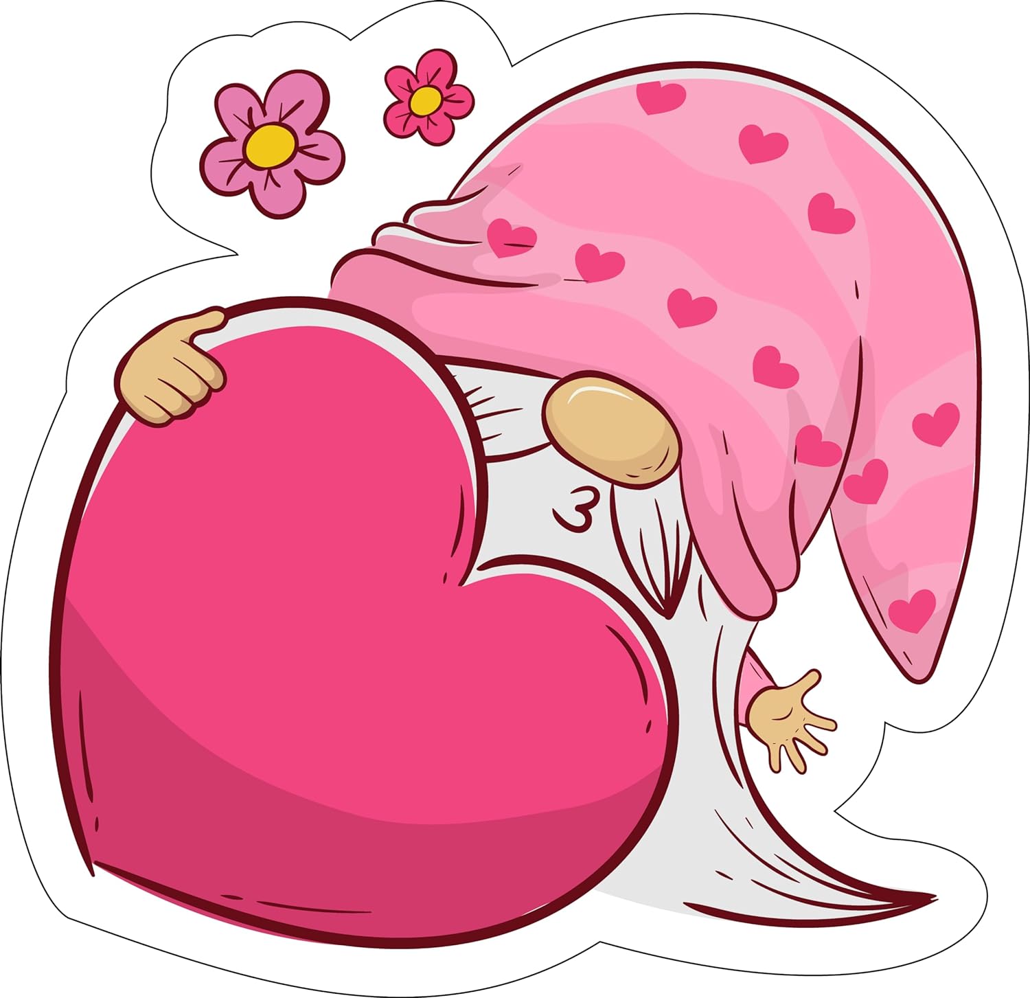 Inspirational Quote Cute Pink gnome Holding Heart Balloon Motivational Sticker Vinyl Decal Motivation Stickers- 5" Vinyl Sticker Waterproof