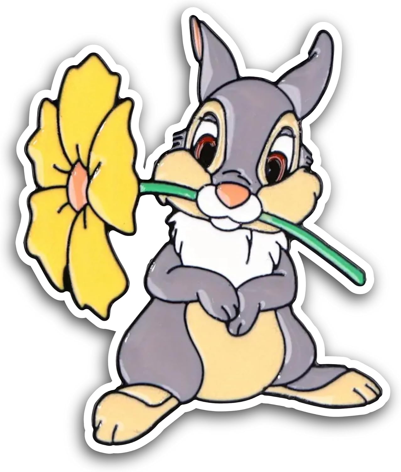 2 (Pieces) 3" and 5" Rabbit with Yellow Flower Sticker, Waterproof Vinyl Decals for Many Purpose Like Cars, Trucks, Laptops, Phones, Windows and More