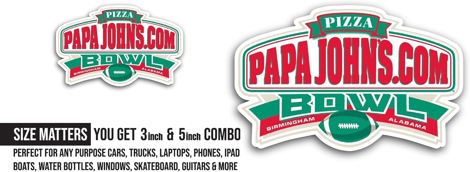 2 (Pieces) 3" and 5" PapaJohns.com B0wl Logo Sticker, Waterproof Vinyl Decals for Many Purpose Like Cars, Trucks, Laptops, Phones, Windows and More