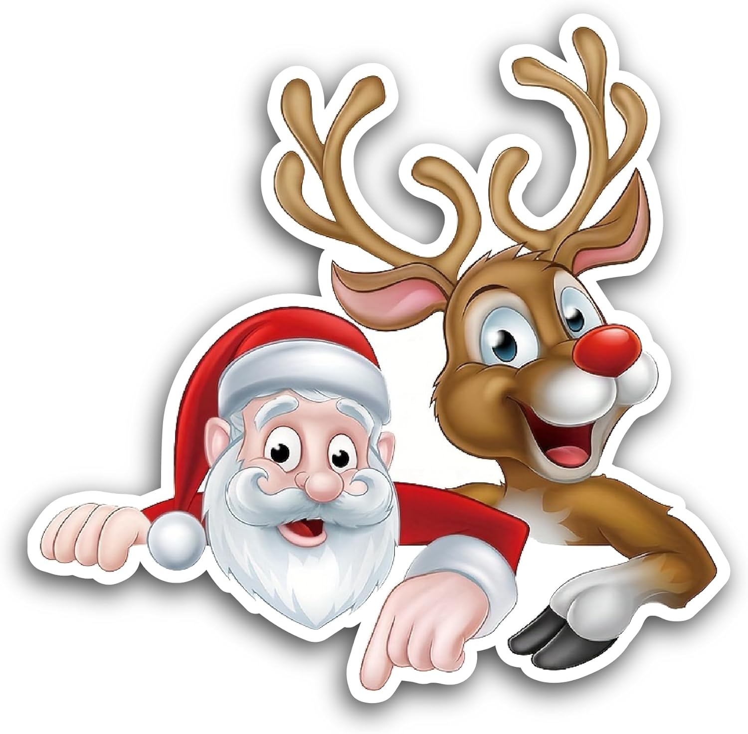 2 (Pieces) 3" and 5" Santa with Deer Sticker, Waterproof Vinyl Decals for Many Purpose Like Cars, Trucks, Laptops, Phones, Windows and More