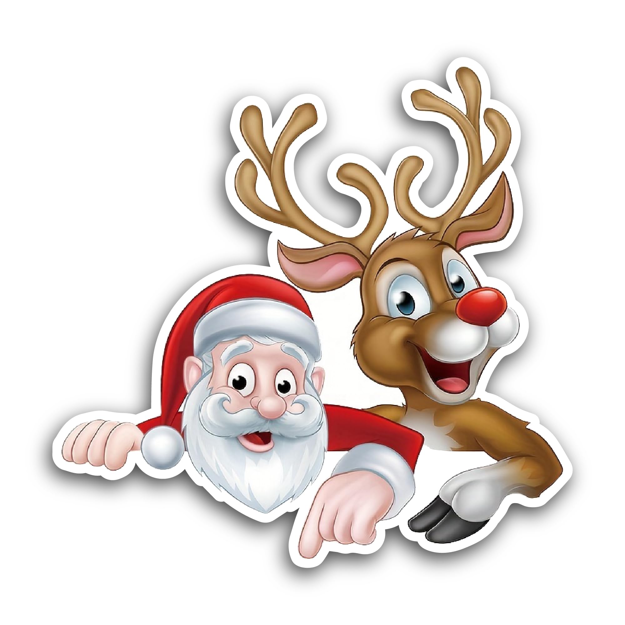 2 (Pieces) 3" and 5" Santa with Deer Sticker, Waterproof Vinyl Decals for Many Purpose Like Cars, Tr