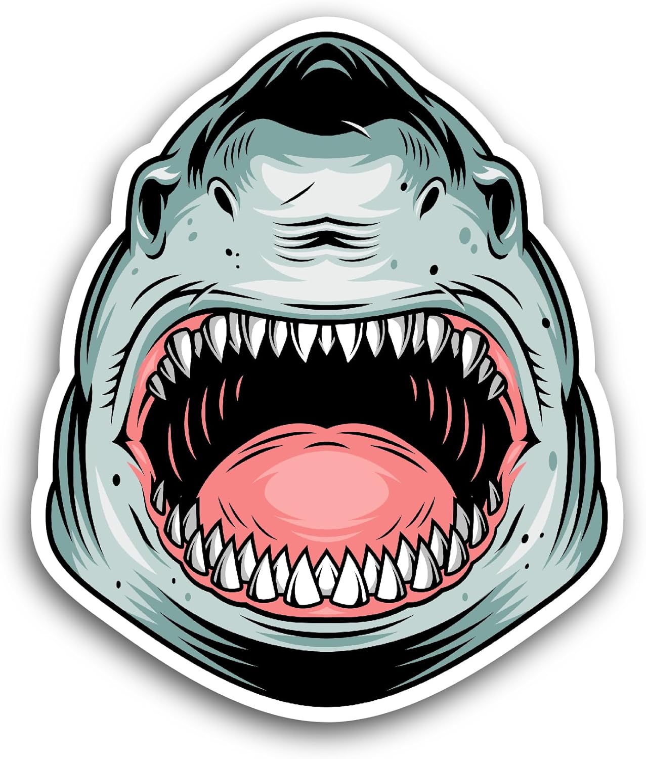2 (Pieces) 3" and 5" Shark Head Open Mouth Sticker, Waterproof Vinyl Decals for Many Purpose Like Cars, Trucks, Laptops, Phones, Windows and More