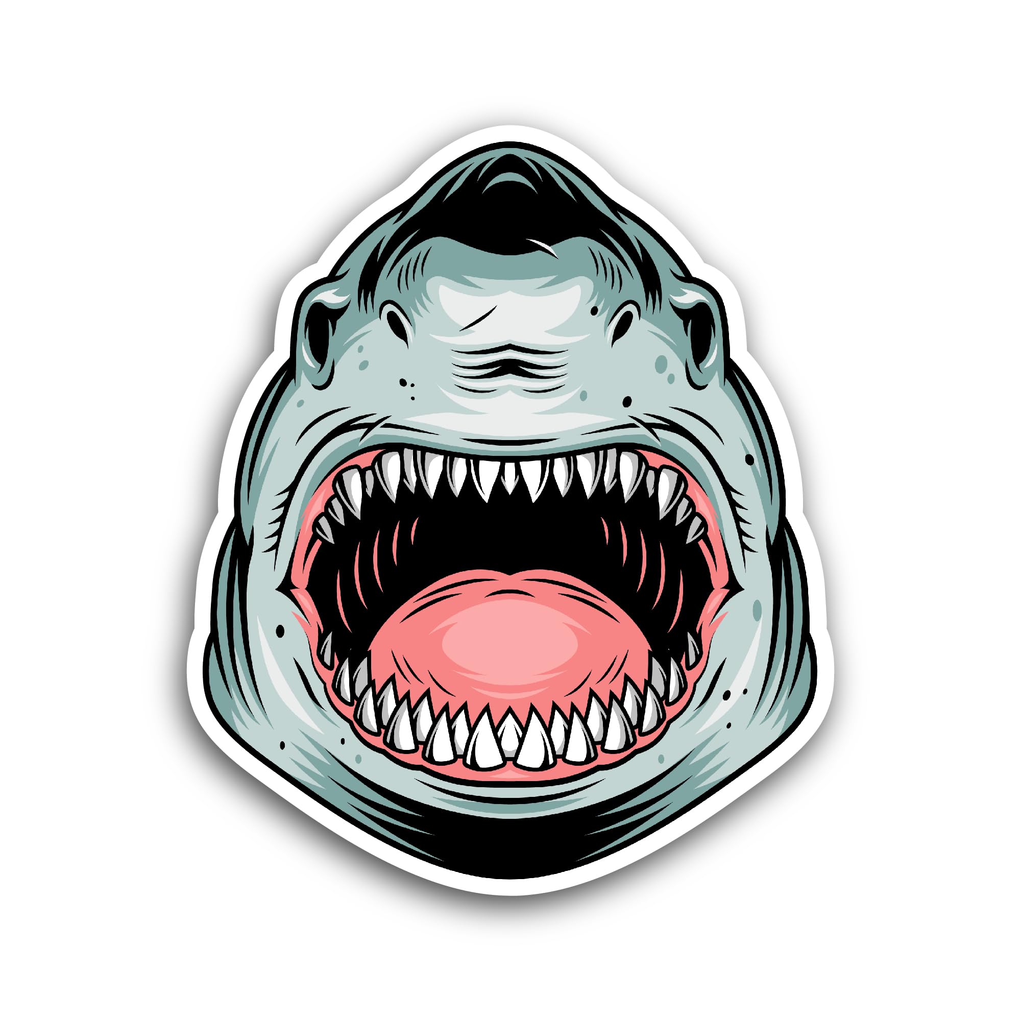 2 (Pieces) 3" and 5" Shark Head Open Mouth Sticker, Waterproof Vinyl Decals for Many Purpose Like Ca