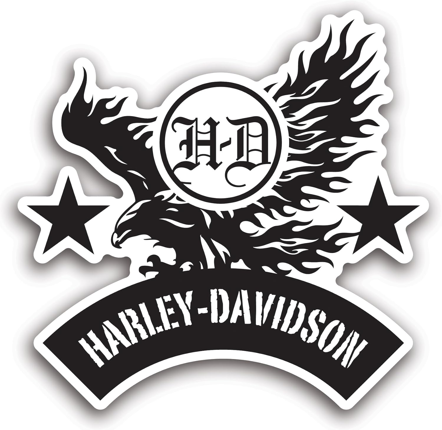2 (Pieces) 3" and 5" H A R LE Y D A V I D S O N Text with Eagle Sticker, Waterproof Vinyl Decals for Many Purpose Like Cars, Trucks, Laptops, Phones, Windows and More