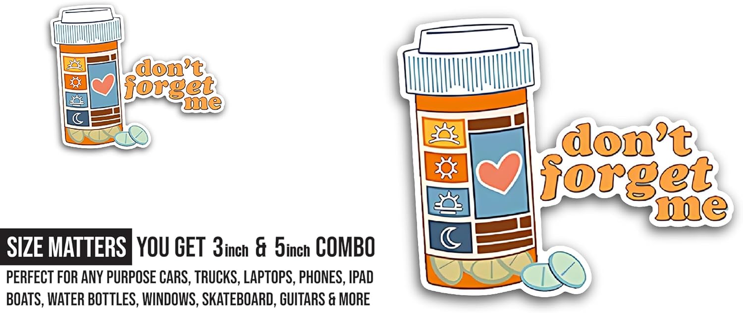 2 (Pieces) 3" and 5" Don't Forget Me Sticker, Waterproof Vinyl Decals for Many Purpose Like Cars, Trucks, Laptops, Phones, Windows and More