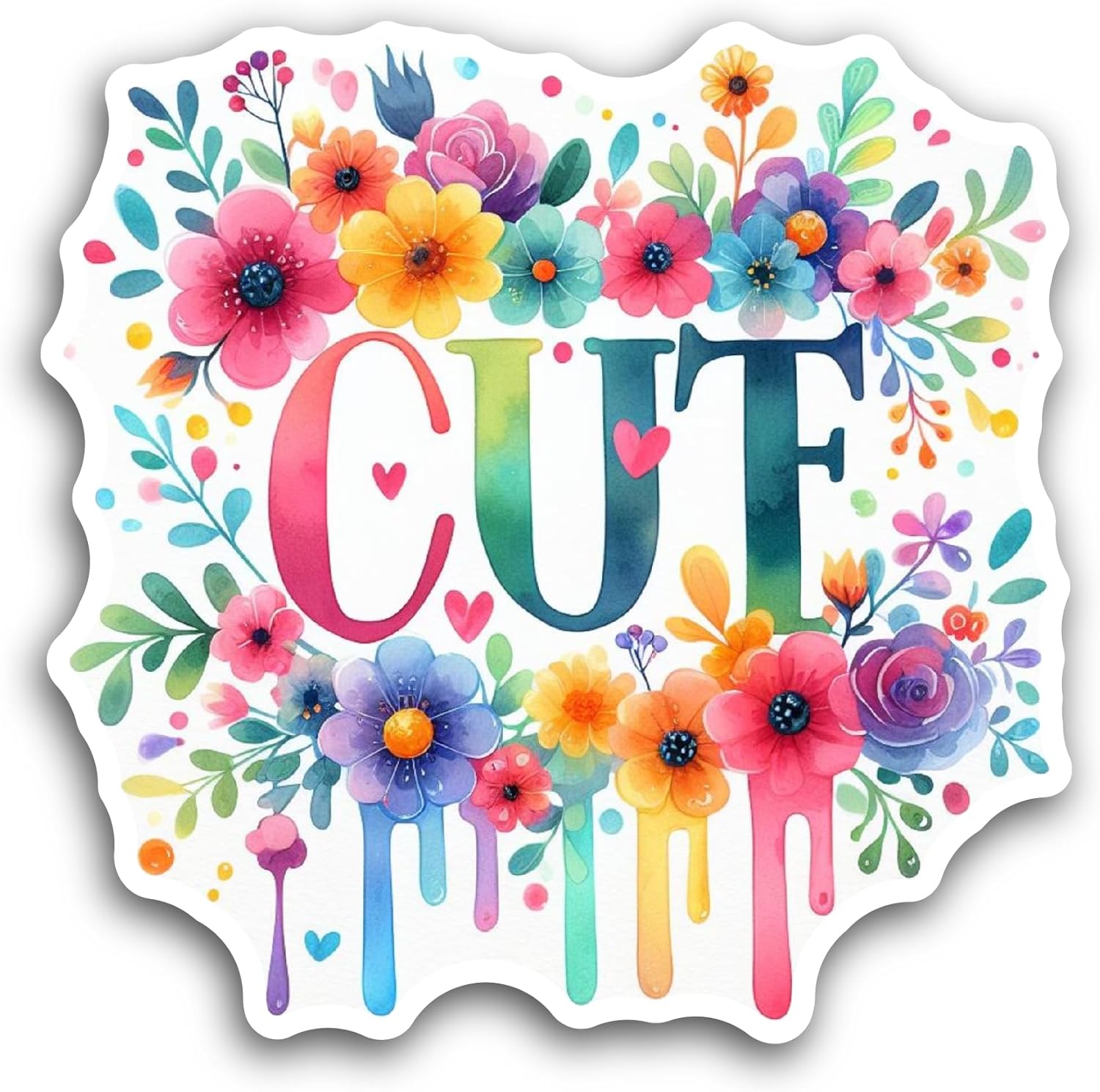 2 (Pieces) 3" and 5" Cute Text Floral Frame Sticker, Waterproof Vinyl Decals for Many Purpose Like Cars, Trucks, Laptops, Phones, Windows and More