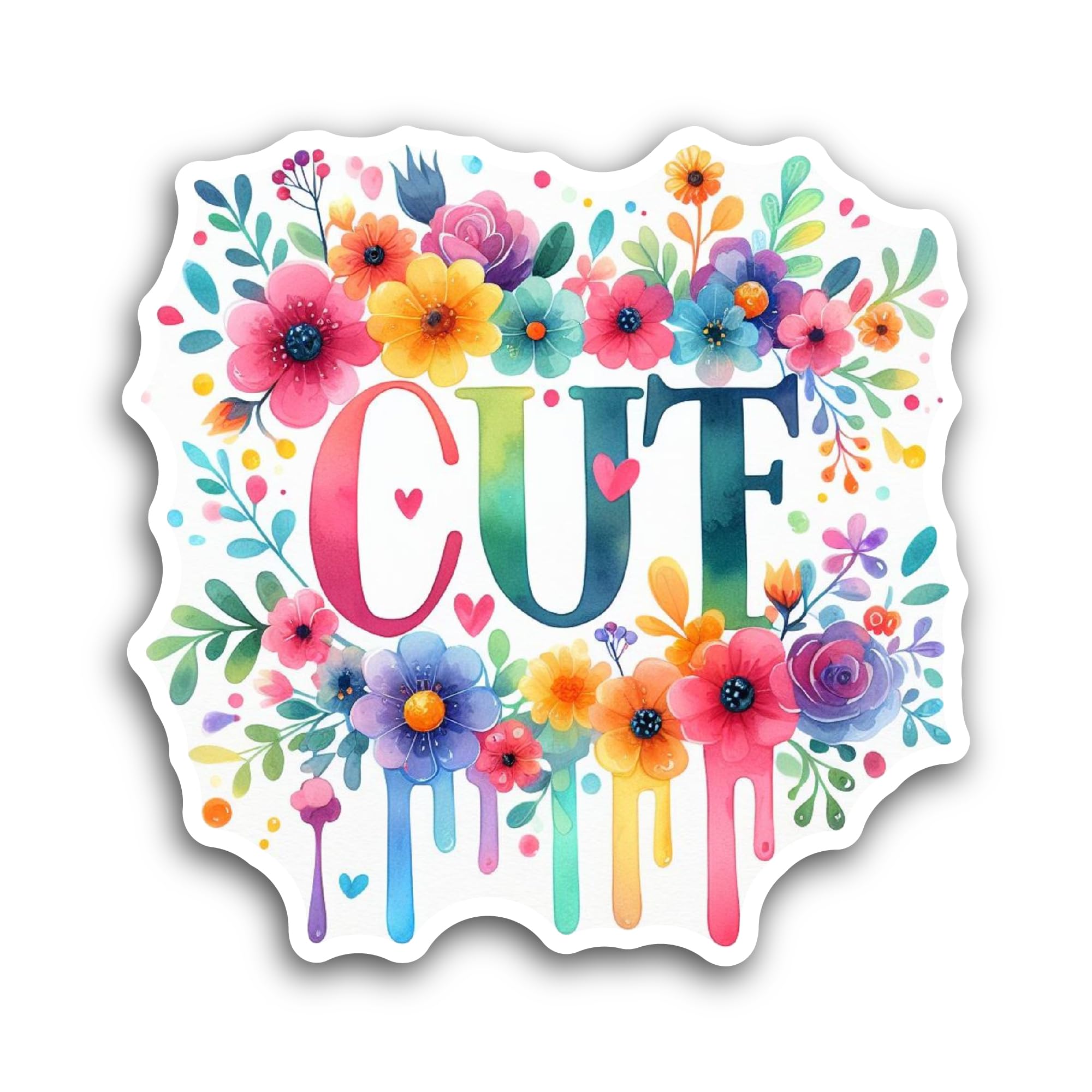 2 (Pieces) 3" and 5" Cute Text Floral Frame Sticker, Waterproof Vinyl Decals for Many Purpose Like C