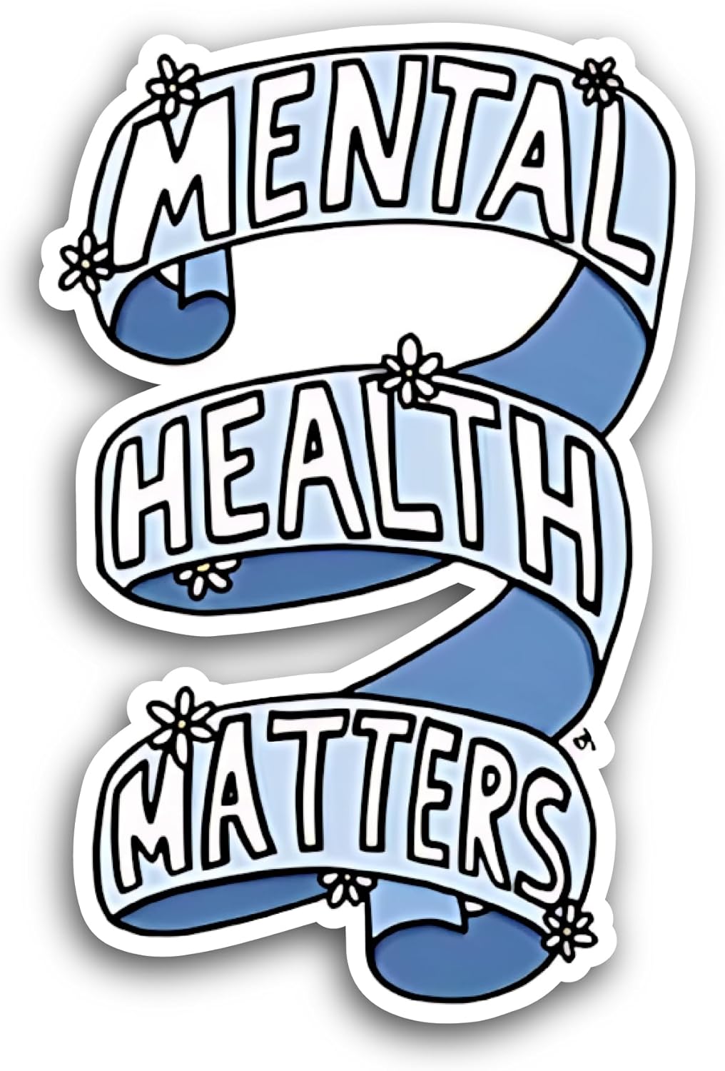 2 (Pieces) 3" and 5" Mental Health Lettering Design Sticker, Waterproof Vinyl Decals for Many Purpose Like Cars, Trucks, Laptops, Phones, Windows and More