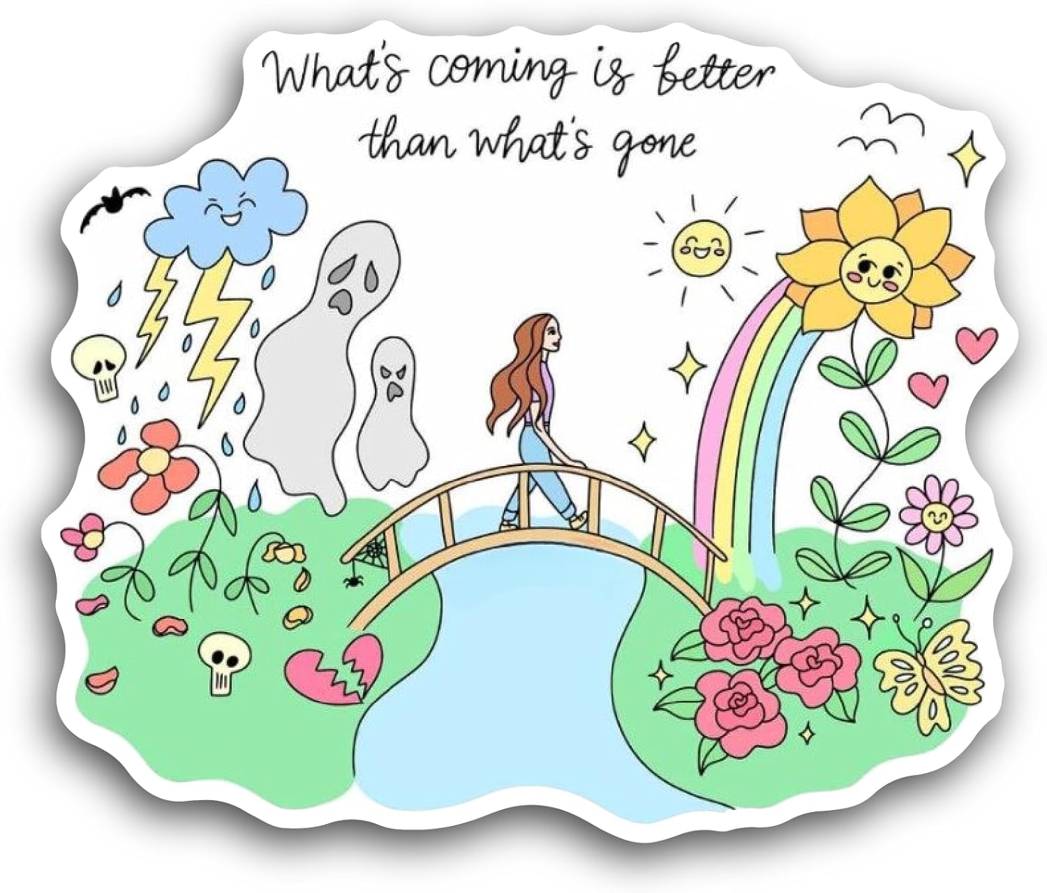 2 (Pieces) 3" and 5" What Coming is Better Than Whats Gone Text Sticker, Waterproof Vinyl Decals for Many Purpose Like Cars, Trucks, Laptops, Phones, Windows and More