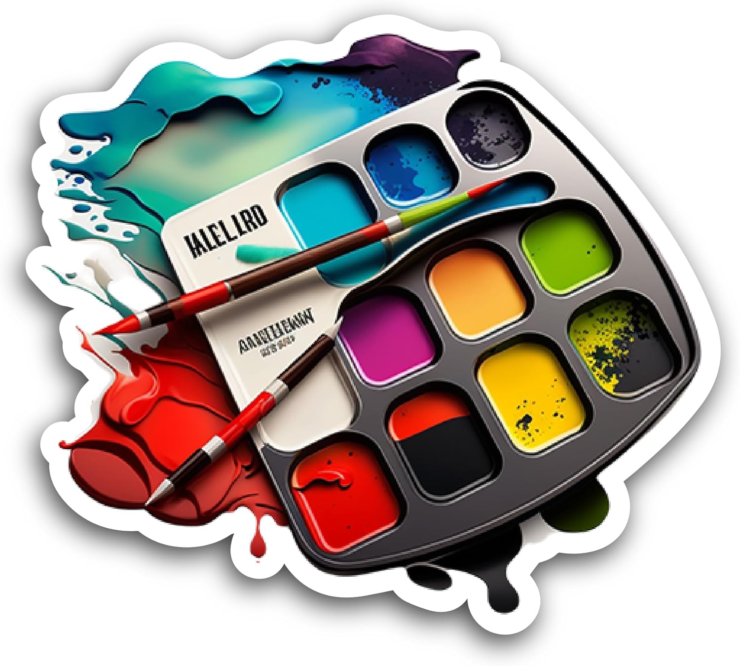 2 (Pieces) 3" and 5" Painting Palette Sticker, Waterproof Vinyl Decals for Many Purpose Like Cars, Trucks, Laptops, Phones, Windows and More