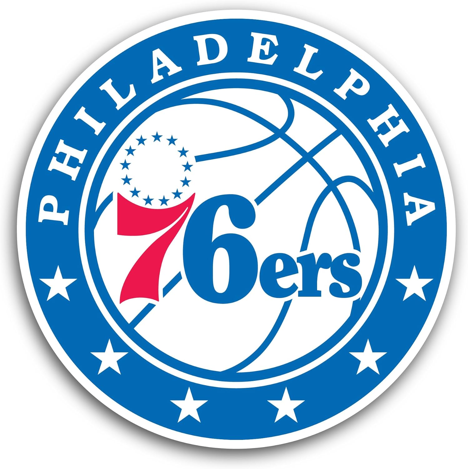 2 (Pieces) 3" and 5" Ph1ladelphia 76ers Logo Decal Sticker, Waterproof Vinyl Decals for Many Purpose Like Cars, Trucks, Laptops, Phones, Windows and More