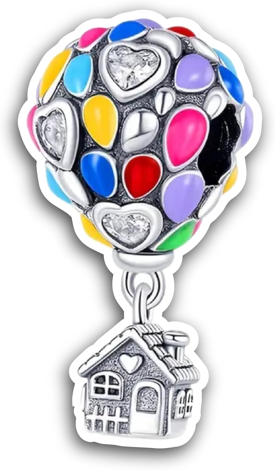 2 (Pieces) 3" and 5" Silver House Pendant Sticker, Waterproof Vinyl Decals for Many Purpose Like Cars, Trucks, Laptops, Phones, Windows and More