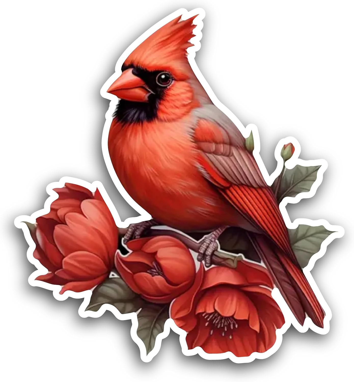 2 (Pieces) 3" and 5" Red Bird Sticker, Waterproof Vinyl Decals for Many Purpose Like Cars, Trucks, Laptops, Phones, Windows and More