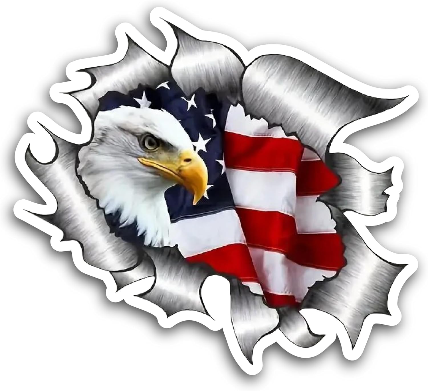 2 (Pieces) 3" and 5" Eagle Next to American Flag Design Color Decal Sticker, Waterproof Vinyl Decals for Many Purpose Like Cars, Trucks, Laptops, Phones, Windows and More