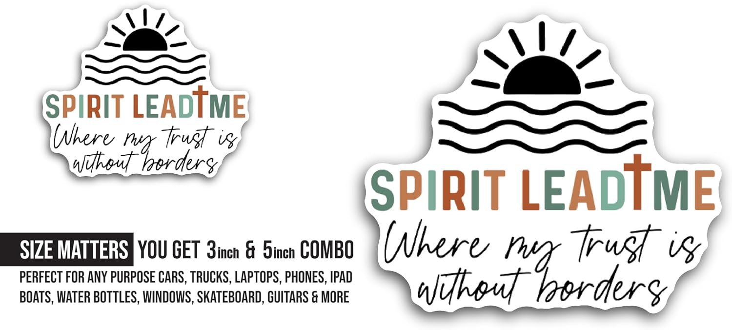 2 (Pieces) 3" and 5" Spirit Lead Me Text Sticker, Waterproof Vinyl Decals for Many Purpose Like Cars, Trucks, Laptops, Phones, Windows and More