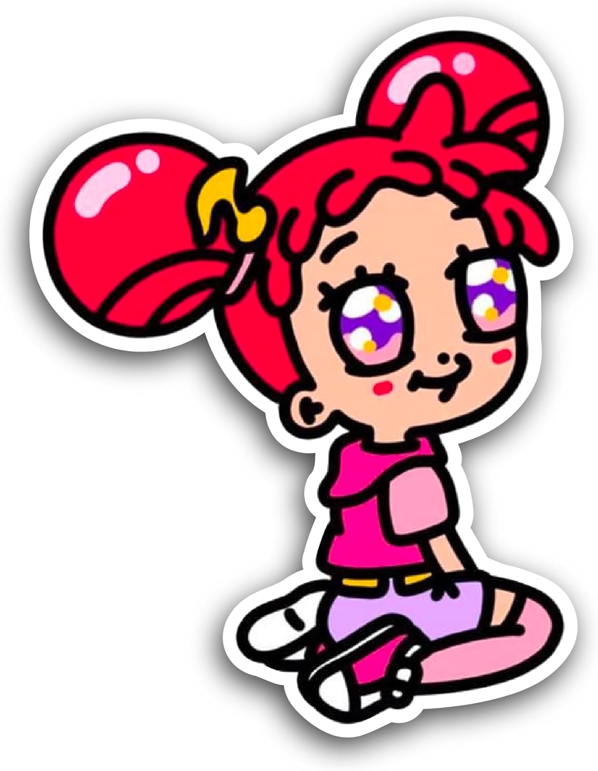 2 (Pieces) 3" and 5" Anime Cartoon Girl Sticker, Waterproof Vinyl Decals for Many Purpose Like Cars, Trucks, Laptops, Phones, Windows and More
