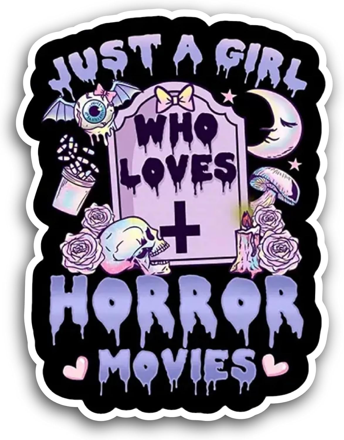 2 (Pieces) 3" and 5" Just A Girl Who Loves Horror Movies Sticker, Waterproof Vinyl Decals for Many Purpose Like Cars, Trucks, Laptops, Phones, Windows and More