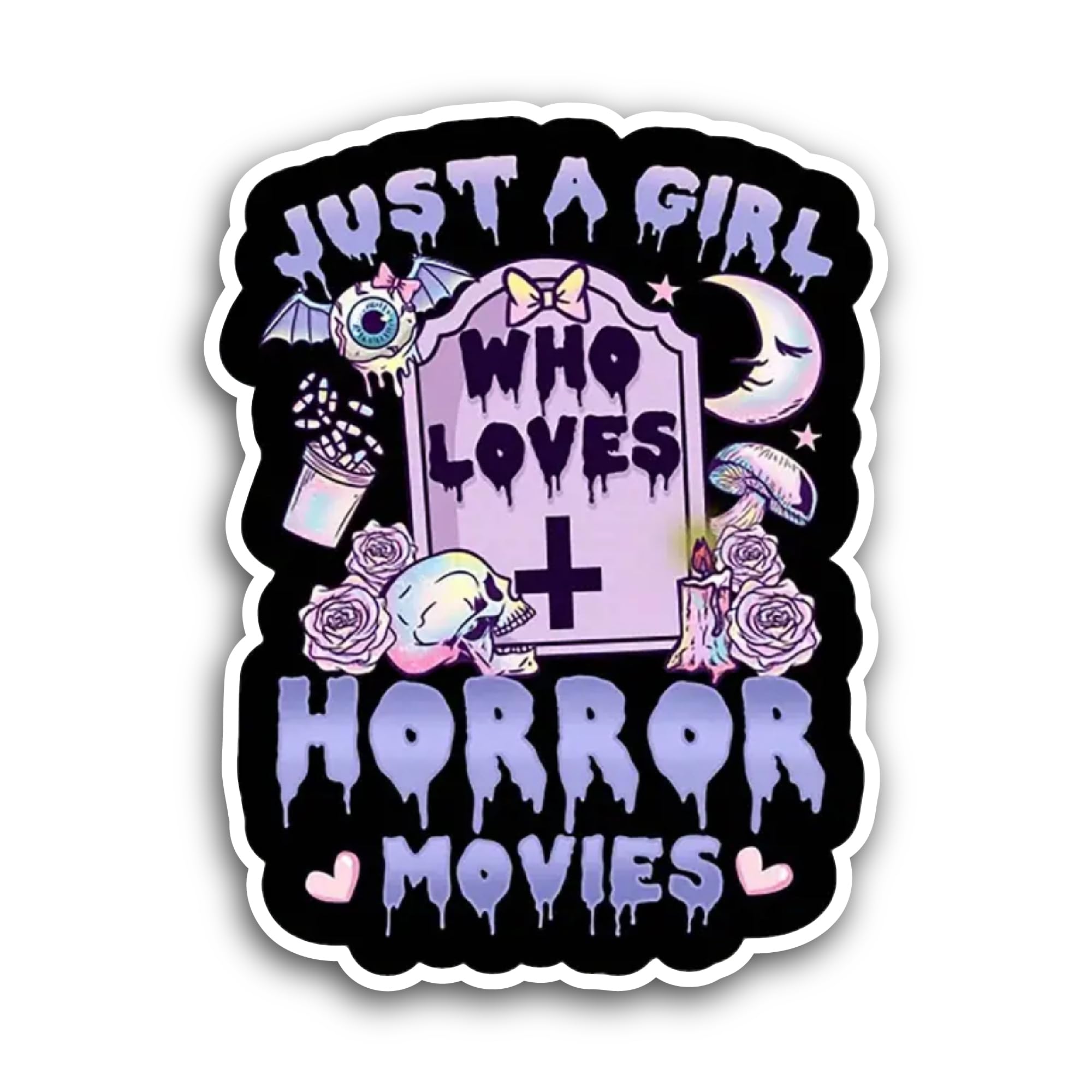 2 (Pieces) 3" and 5" Just A Girl Who Loves Horror Movies Sticker, Waterproof Vinyl Decals for Many P