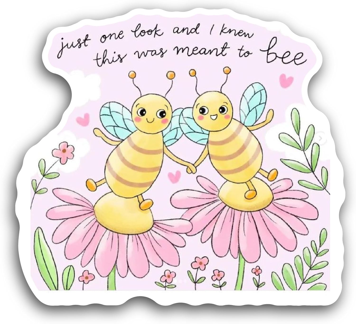 2 (Pieces) 3" and 5" Cute Bees and Flowers Sticker, Waterproof Vinyl Decals for Many Purpose Like Cars, Trucks, Laptops, Phones, Windows and More