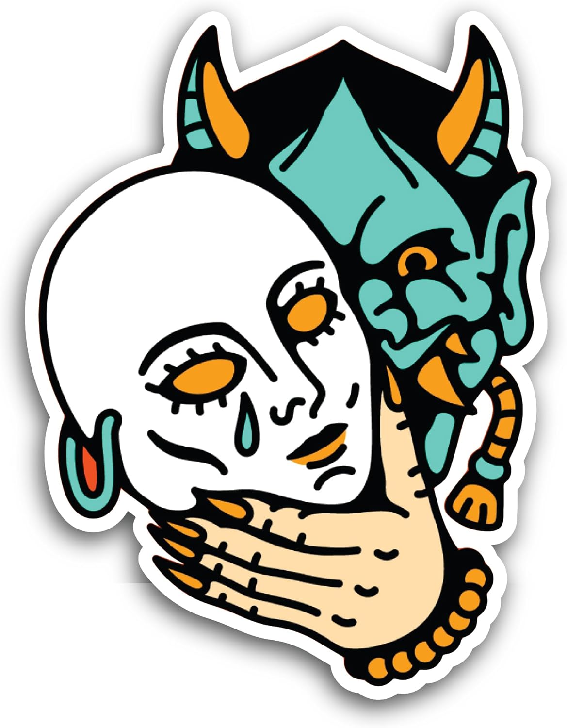 2 (Pieces) 3" and 5" Monster Face with Mask Sticker, Waterproof Vinyl Decals for Many Purpose Like Cars, Trucks, Laptops, Phones, Windows and More