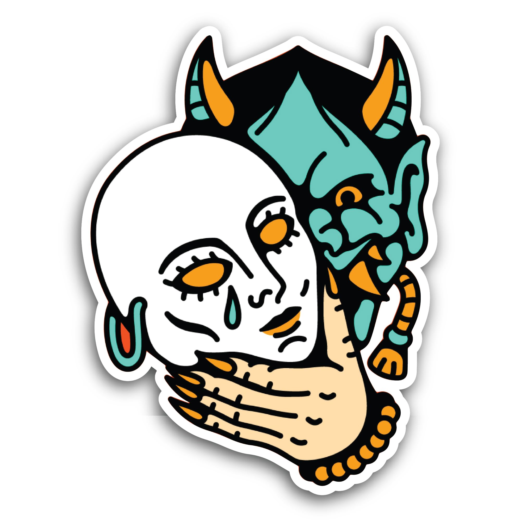2 (Pieces) 2" and 3" Retro Smiling Man Giving Thumbs Up with Text Sticker, Waterproof Vinyl Decals f