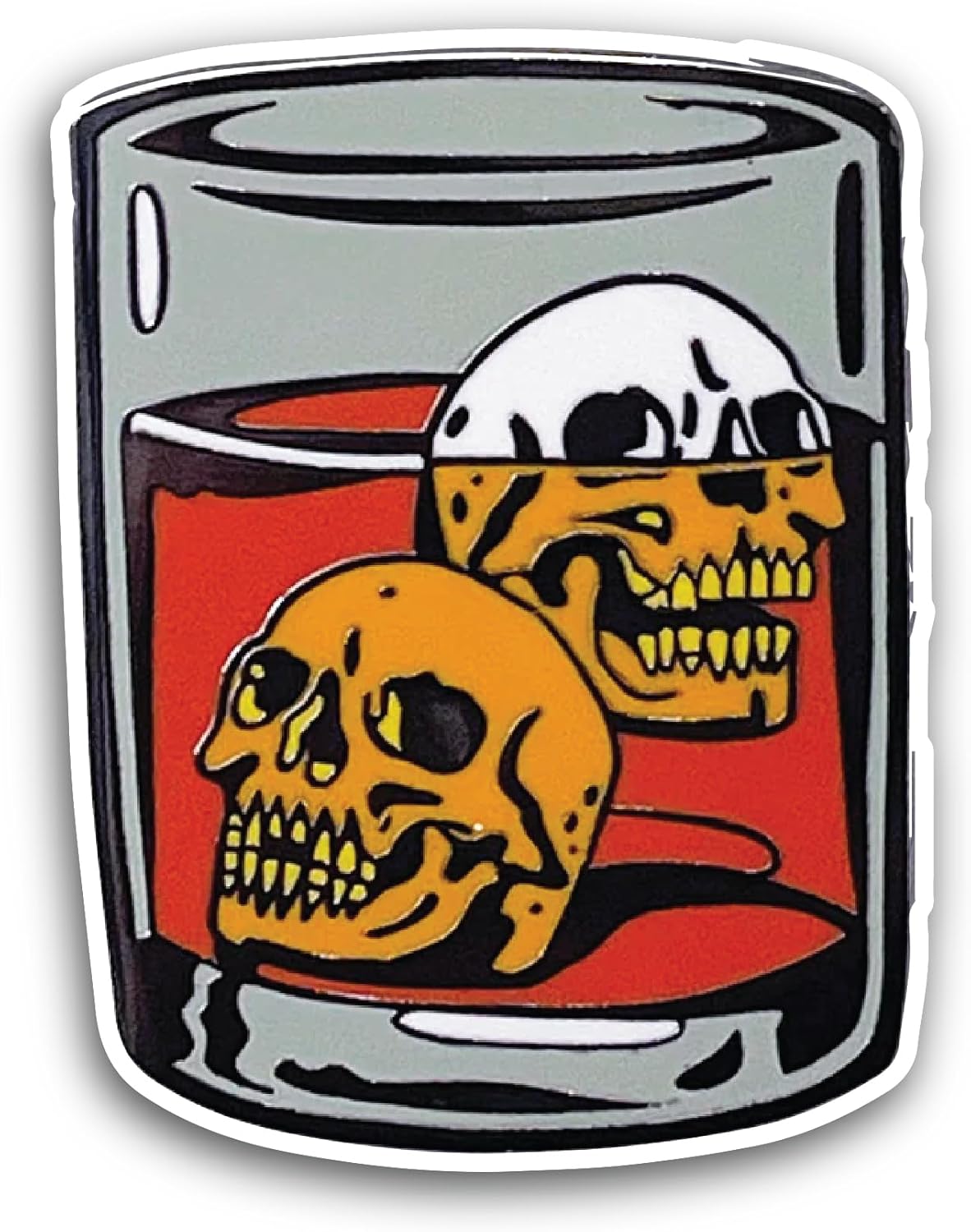 2 (Pieces) 3" and 5" Skull in A Glass Sticker, Waterproof Vinyl Decals for Many Purpose Like Cars, Trucks, Laptops, Phones, Windows and More