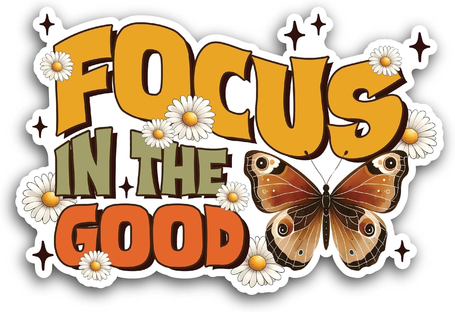 2 (Pieces) 3" and 5" Focus in The Good Sticker, Waterproof Vinyl Decals for Many Purpose Like Cars, Trucks, Laptops, Phones, Windows and More