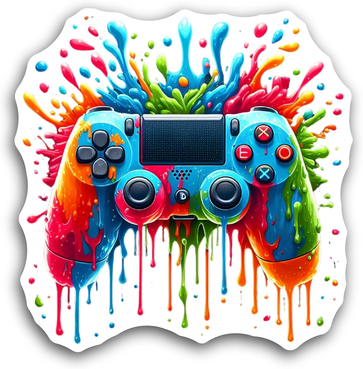 2 (Pieces) 3" and 5" Colorful Gaming Controller Sticker, Waterproof Vinyl Decals for Many Purpose Like Cars, Trucks, Laptops, Phones, Windows and More