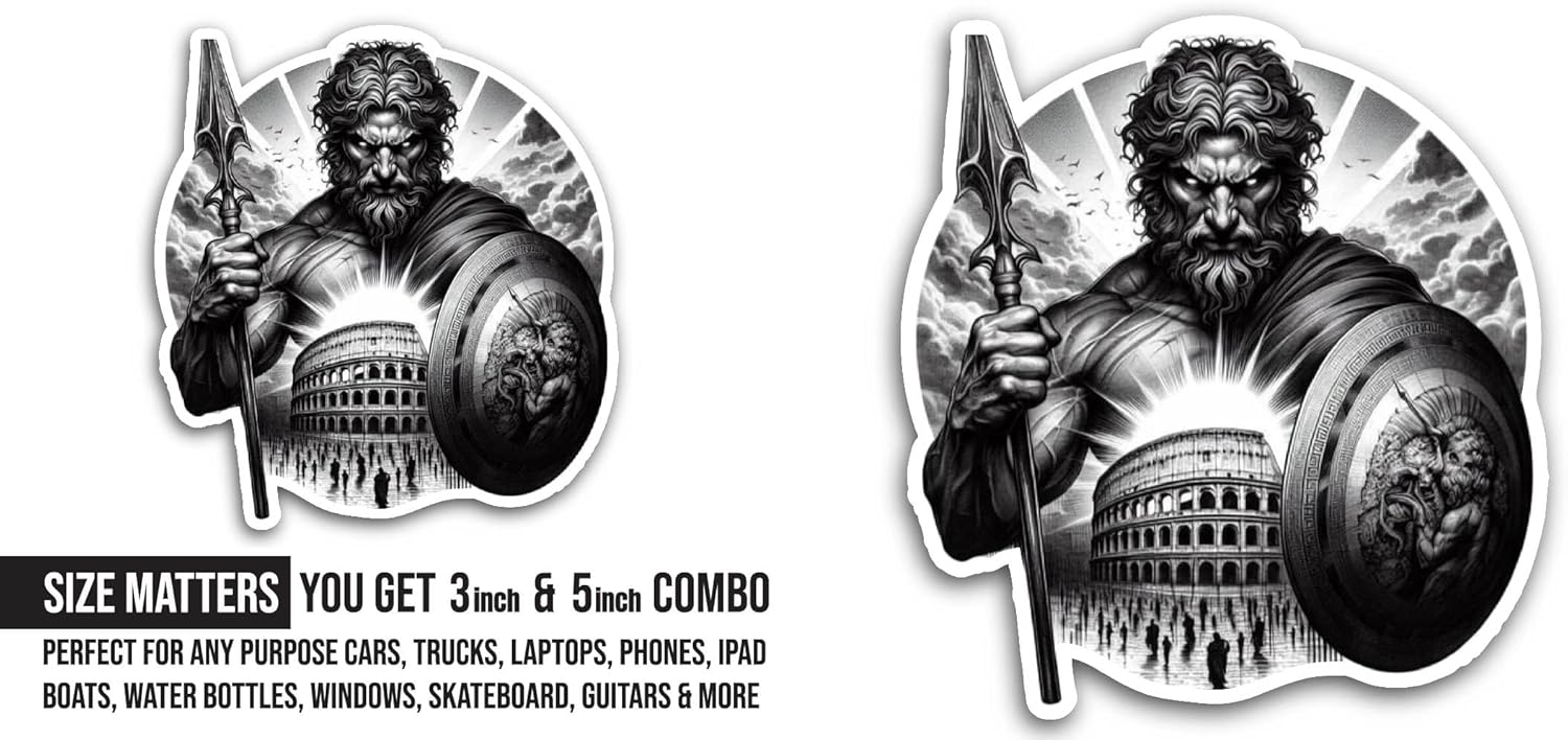 2 (Pieces) 3" and 5" Warrior in Armor Sticker, Waterproof Vinyl Decals for Many Purpose Like Cars, Trucks, Laptops, Phones, Windows and More