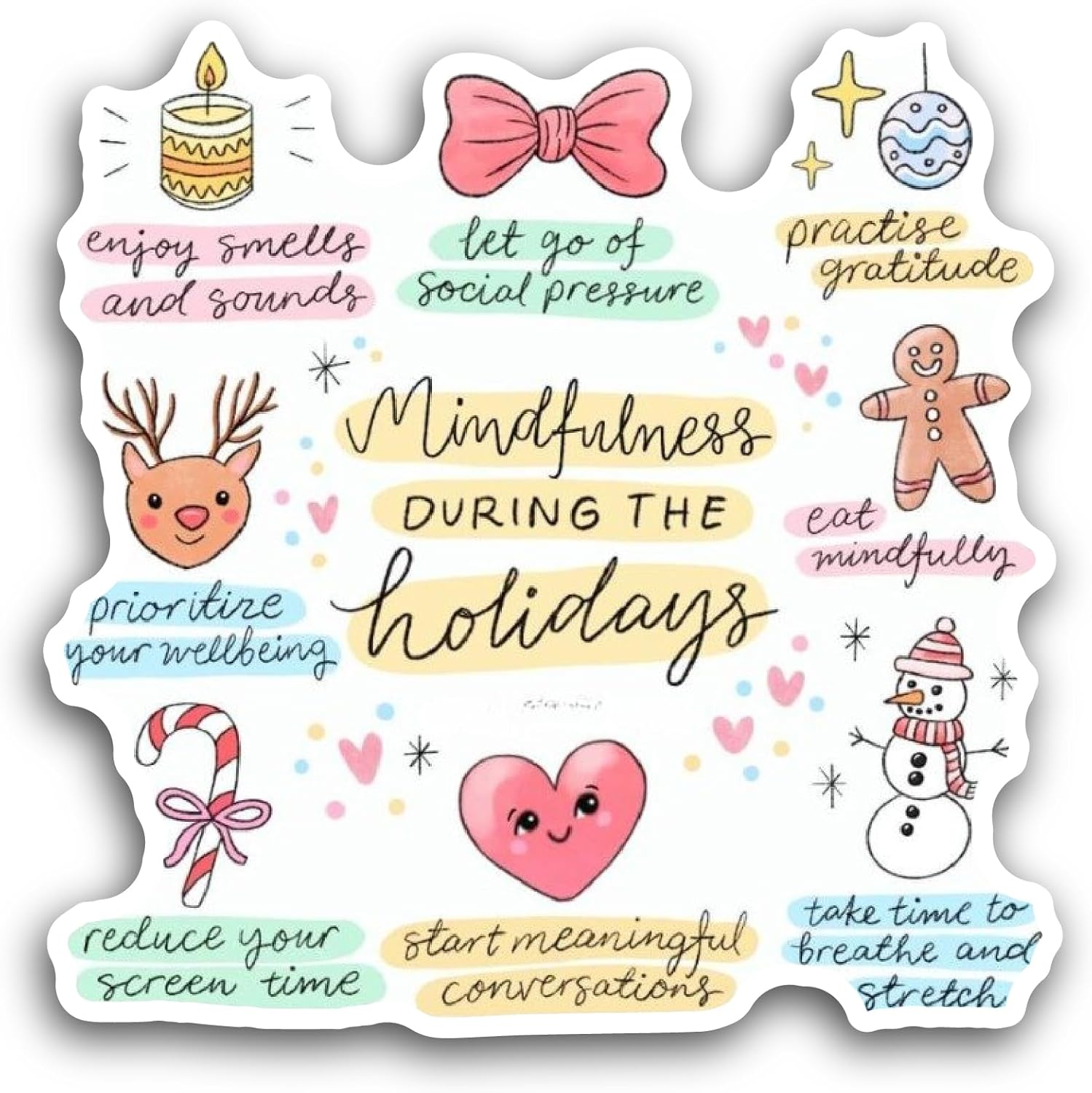 2 (Pieces) 3" and 5" Christmas Elements Sticker, Waterproof Vinyl Decals for Many Purpose Like Cars, Trucks, Laptops, Phones, Windows and More