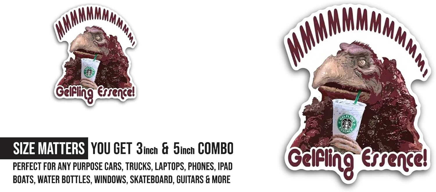 2 (Pieces) 3" and 5" Gelfling Essence Text Sticker, Waterproof Vinyl Decals for Many Purpose Like Cars, Trucks, Laptops, Phones, Windows and More