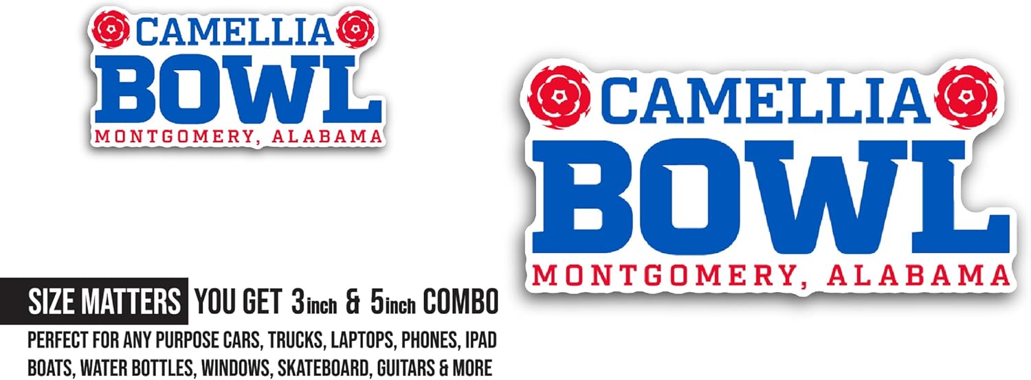 2 (Pieces) 3" and 5" Camellia B0wl Sticker, Waterproof Vinyl Decals for Many Purpose Like Cars, Trucks, Laptops, Phones, Windows and More