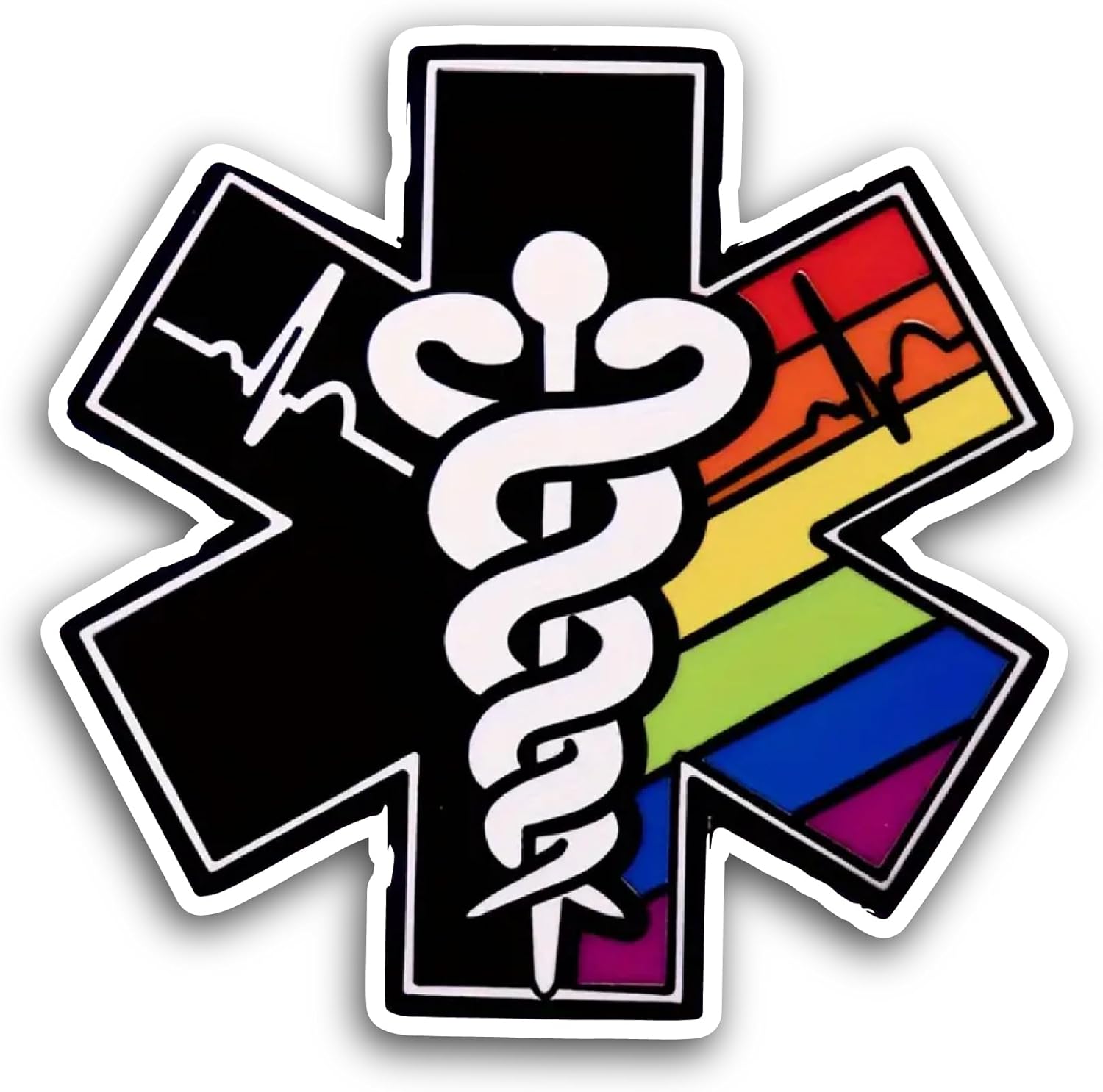 2 (Pieces) 3" and 5" Emergency Medical Services Symbol Sticker, Waterproof Vinyl Decals for Many Purpose Like Cars, Trucks, Laptops, Phones, Windows and More