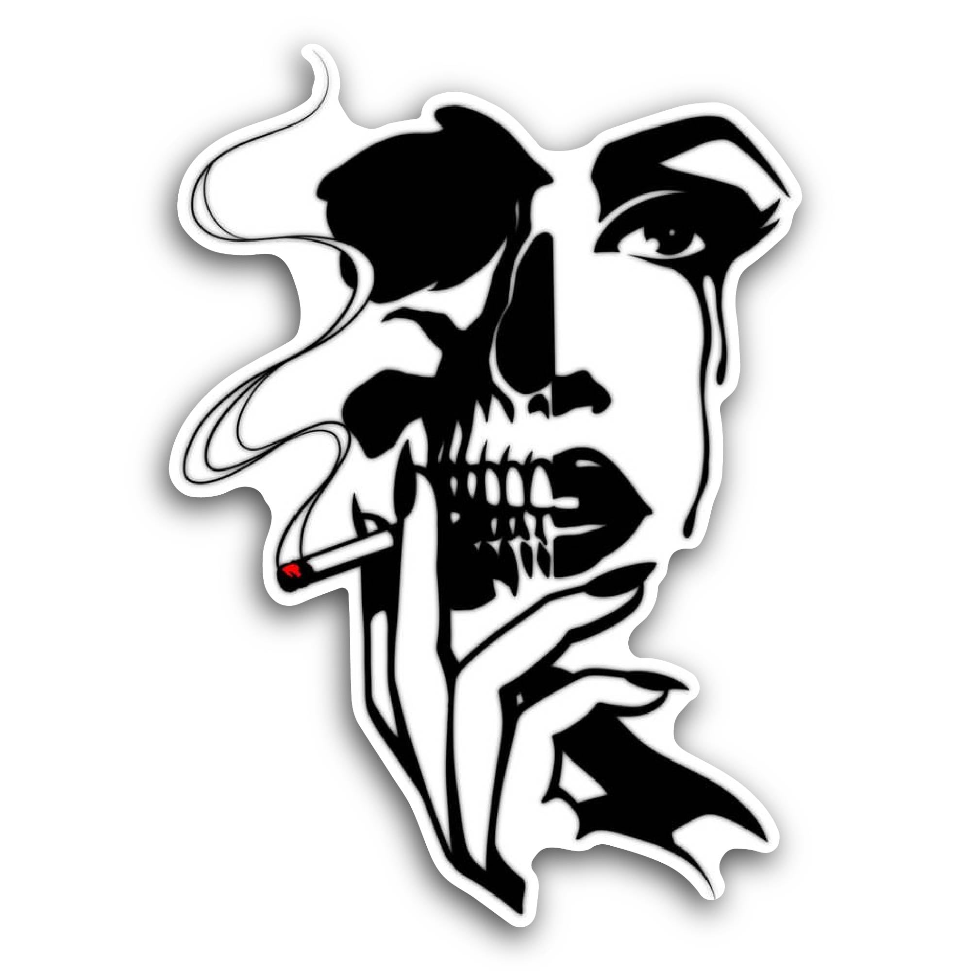 2 (Pieces) 3" and 5" Smoking Skull Sticker, Waterproof Vinyl Decals for Many Purpose Like Cars, Truc