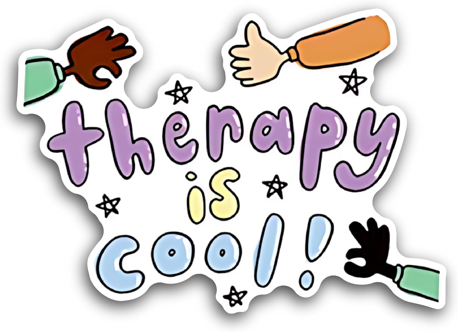 2 (Pieces) 3" and 5" Therapy is Cool Lettering Sticker, Waterproof Vinyl Decals for Many Purpose Like Cars, Trucks, Laptops, Phones, Windows and More