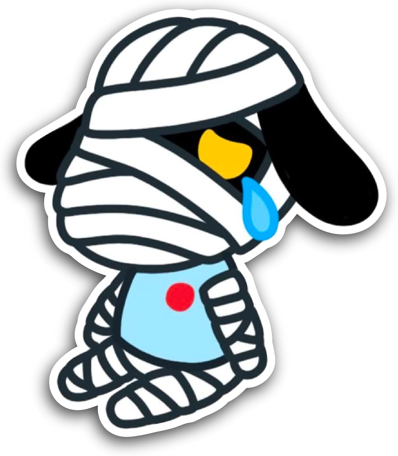 2 (Pieces) 3" and 5" Cartoon Mummy Dog Sticker, Waterproof Vinyl Decals for Many Purpose Like Cars, Trucks, Laptops, Phones, Windows and More