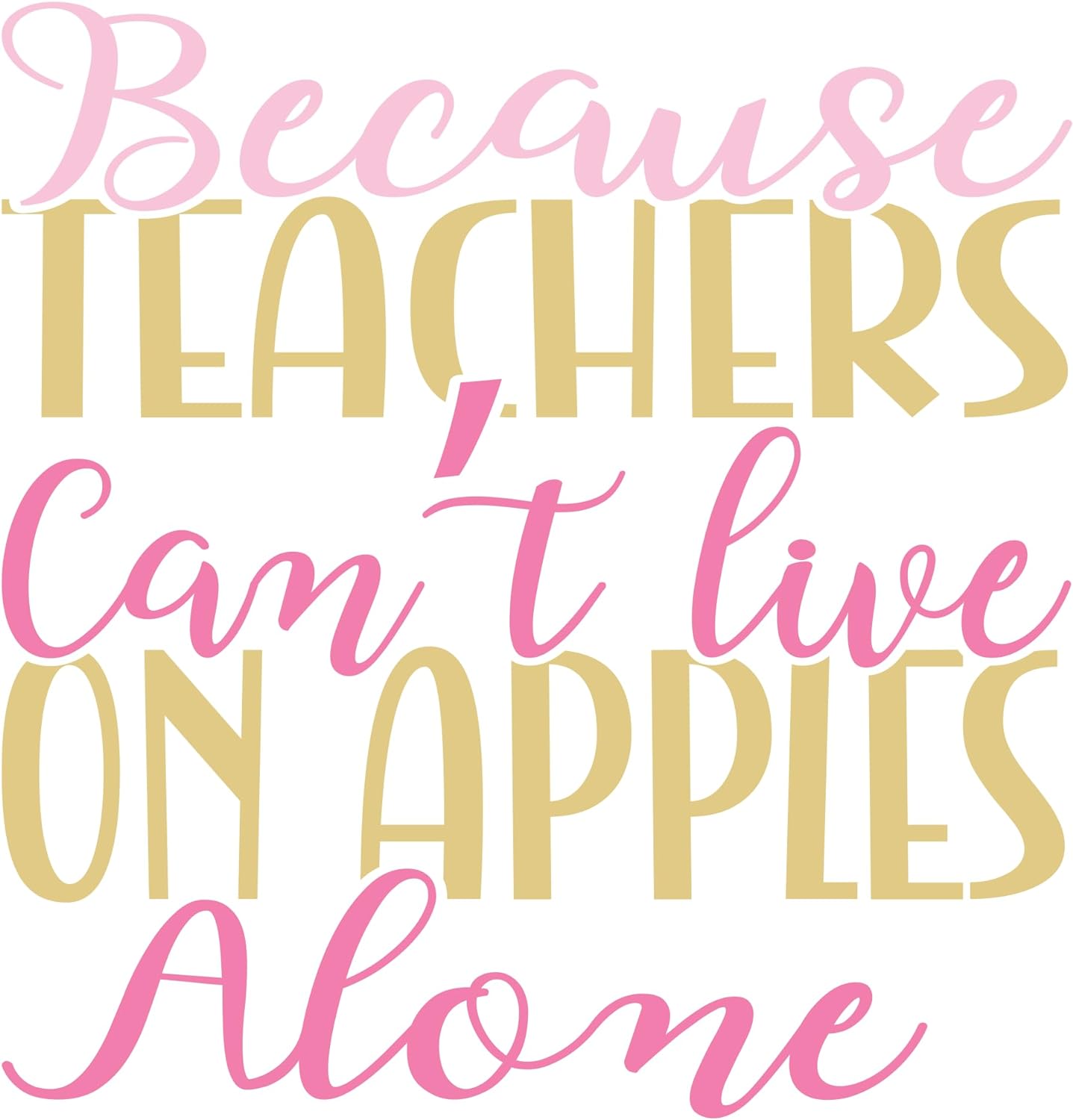 Inspirational Quote "Because Teachers Can't Live On Apples Alone, Quate" Motivational Sticker Vinyl Decal Motivation Stickers- 5" Vinyl Sticker Waterproof