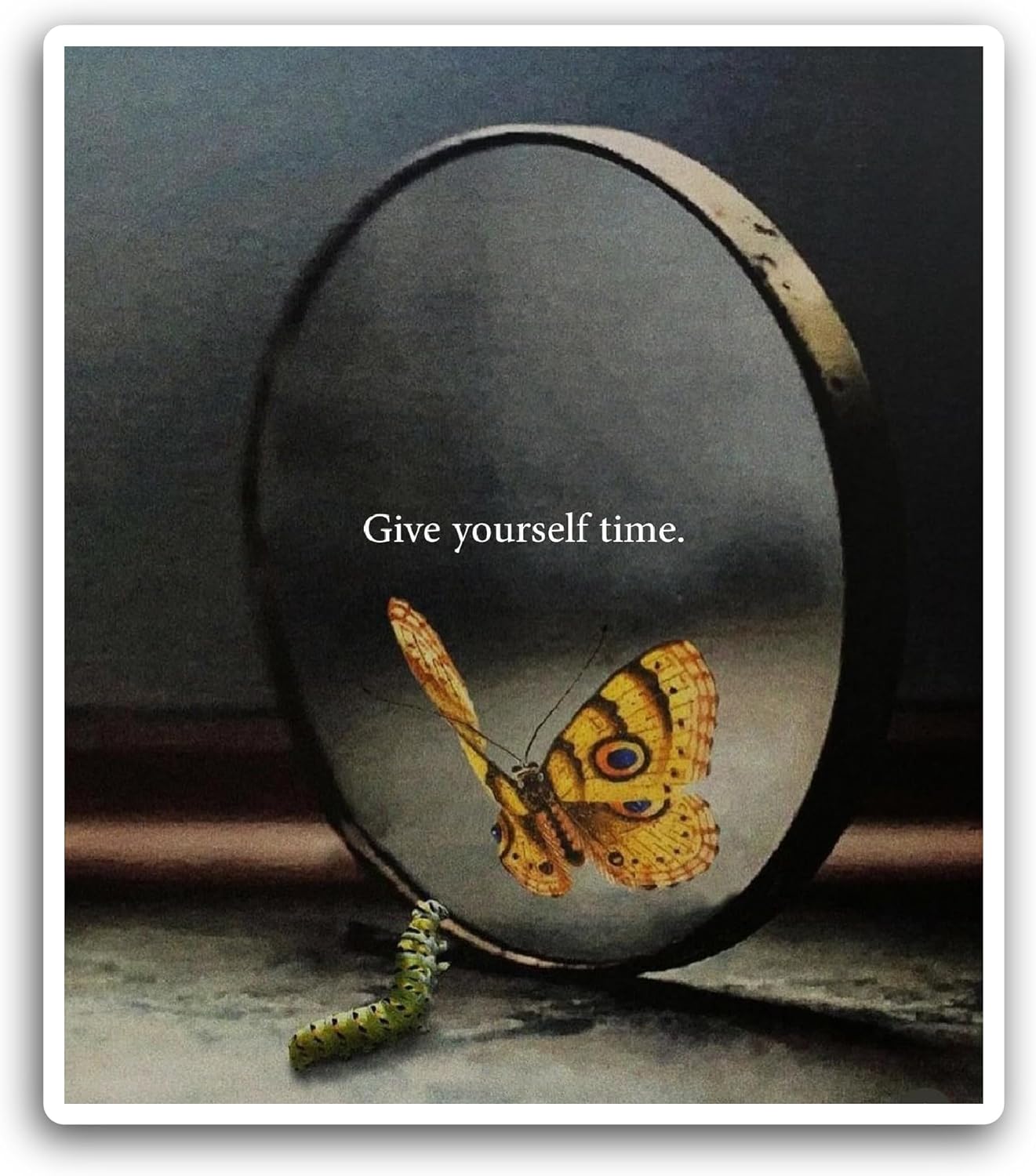 2 (Pieces) 3" and 5" Give Yourself Time Sticker, Waterproof Vinyl Decals for Many Purpose Like Cars, Trucks, Laptops, Phones, Windows and More