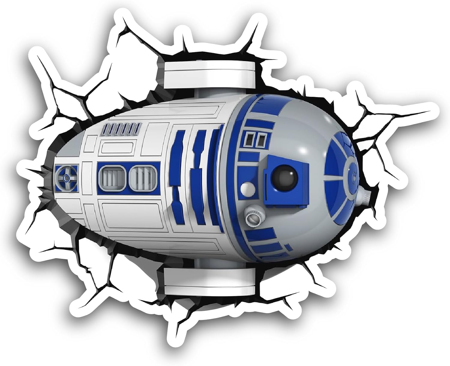 2 (Pieces) 3" and 5" Blue and White Robot Sticker, Waterproof Vinyl Decals for Many Purpose Like Cars, Trucks, Laptops, Phones, Windows and More