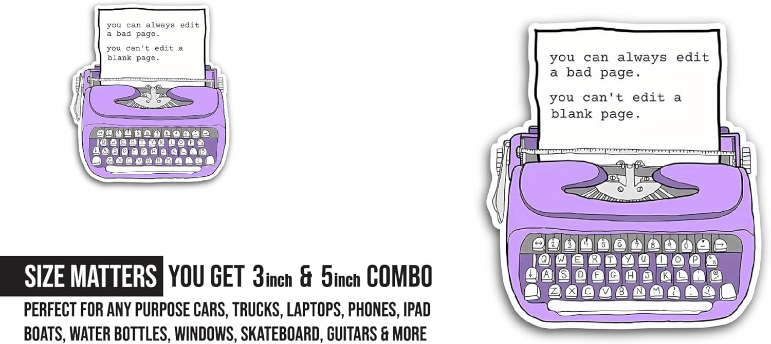 2 (Pieces) 3" and 5" You Can Always Edit A Bad Page Sticker, Waterproof Vinyl Decals for Many Purpose Like Cars, Trucks, Laptops, Phones, Windows and More