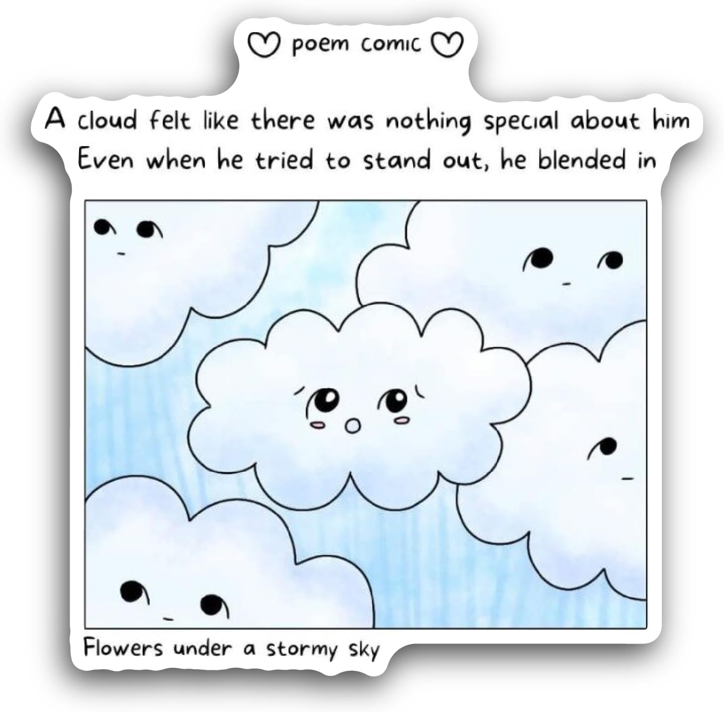 2 (Pieces) 3" and 5" Cartoon Storm Clouds Sticker, Waterproof Vinyl Decals for Many Purpose Like Cars, Trucks, Laptops, Phones, Windows and More