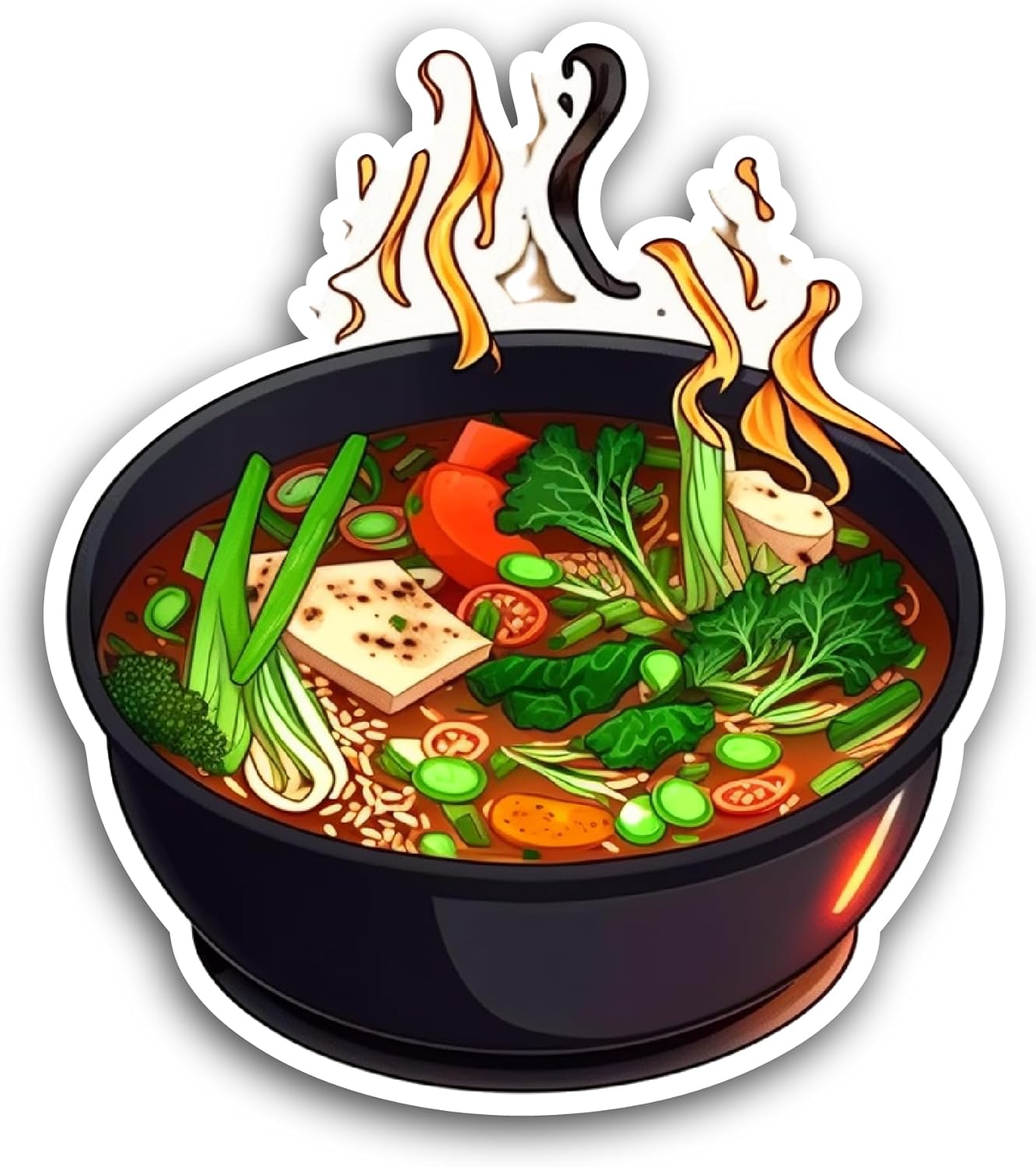 2 (Pieces) 3" and 5" Hot Soup Bowl Sticker, Waterproof Vinyl Decals for Many Purpose Like Cars, Trucks, Laptops, Phones, Windows and More