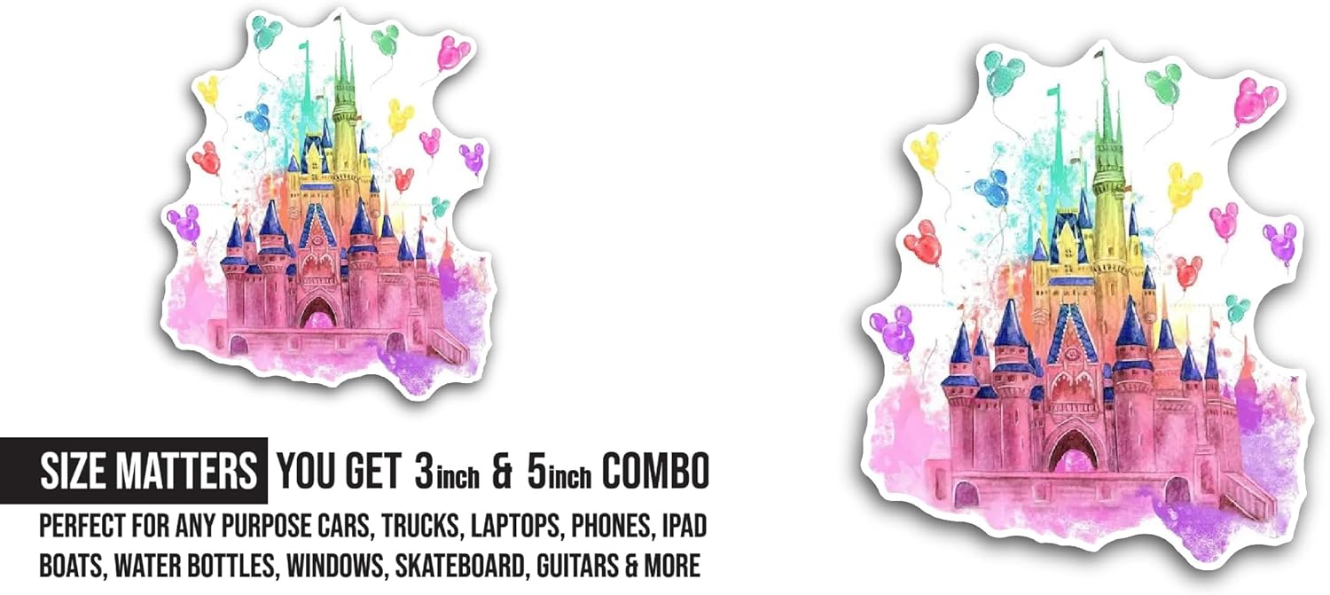 2 (Pieces) 3" and 5" Colorful Kingdom Sticker, Waterproof Vinyl Decals for Many Purpose Like Cars, Trucks, Laptops, Phones, Windows and More