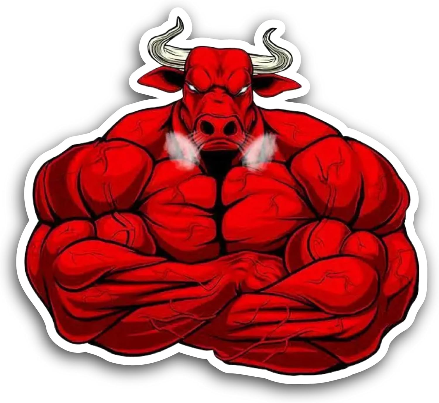 2 (Pieces) 3" and 5" Angry Red Bull Sticker, Waterproof Vinyl Decals for Many Purpose Like Cars, Trucks, Laptops, Phones, Windows and More